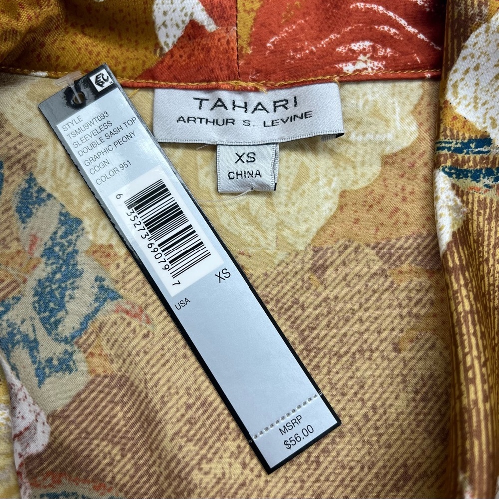 Tahari Floral Print Sleeveless Blouse in Graphic Peony - Picture 8 of 9